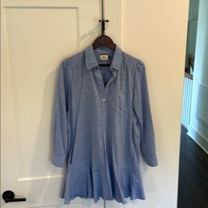 Tuckernuck Blue Polo Collar 3/4 Sleeve Shirt Dress